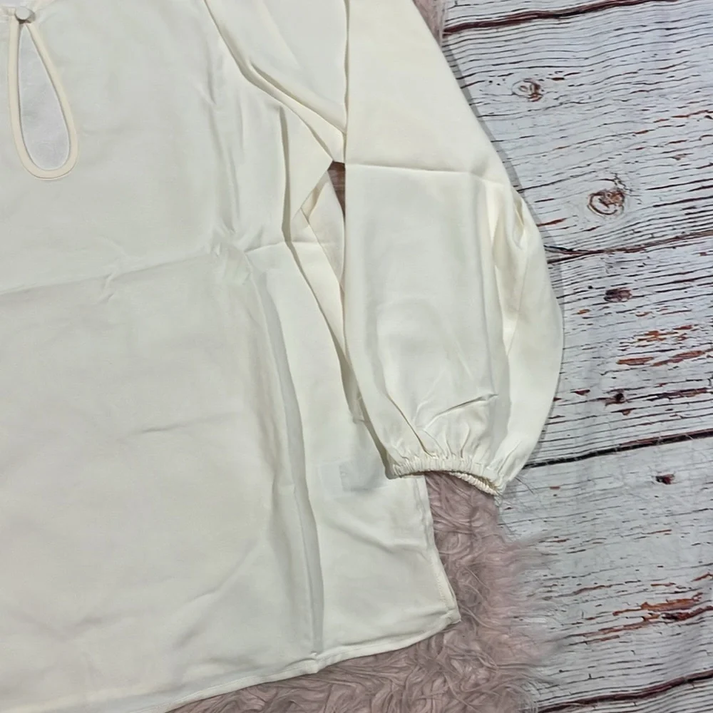 NWT J. Crew Puff-Sleeve Satin-Back Crepe Top Ivory Petite
